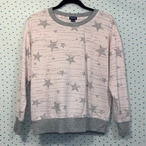 Splendid Women's Pink & Gray Jersey Star Pattern Crewneck Long Sleeve Shirt